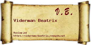 Viderman Beatrix névjegykártya